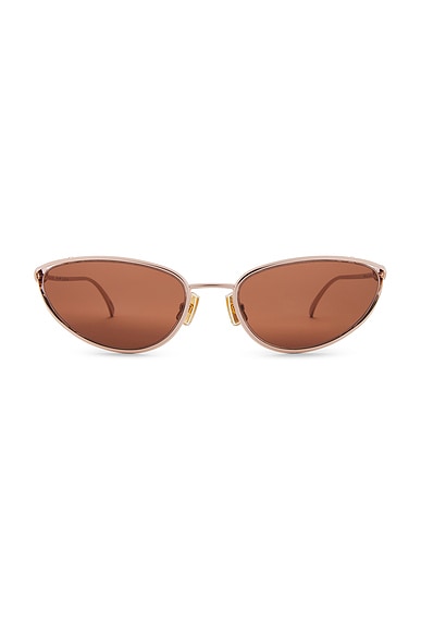 Bottega Veneta Narrow Cat Eye Sunglasses in Rose Gold & Warm Brown