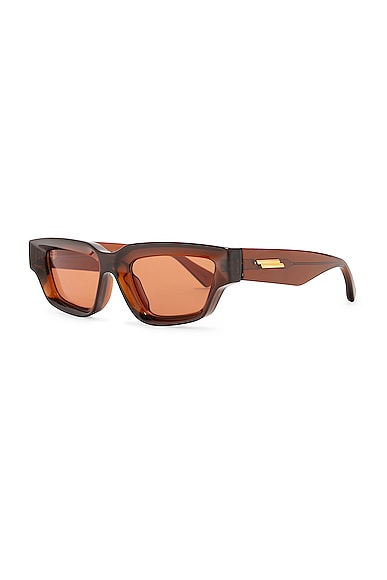 Shop Bottega Veneta Narrow Sunglasses In Brown