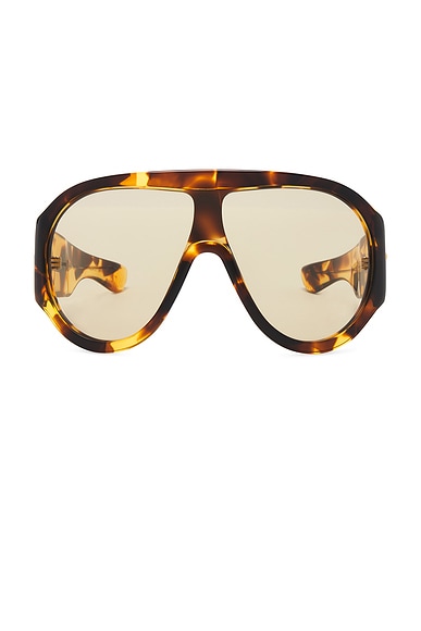 Bottega Veneta Shield Sunglasses in Havana & Brown