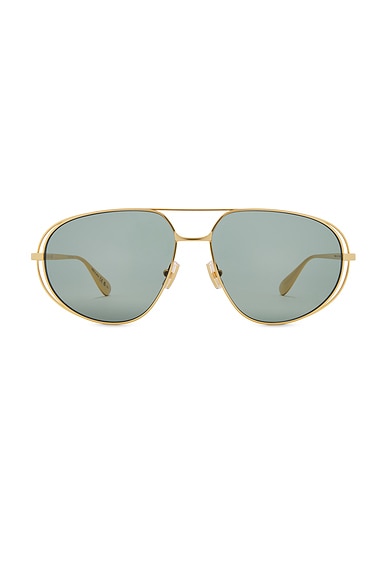 Bottega Veneta Aviator Sunglasses in Gold & Green