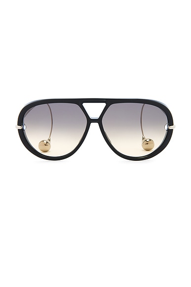 Bottega Veneta Drop Sunglasses in Black, Silver, & Brown