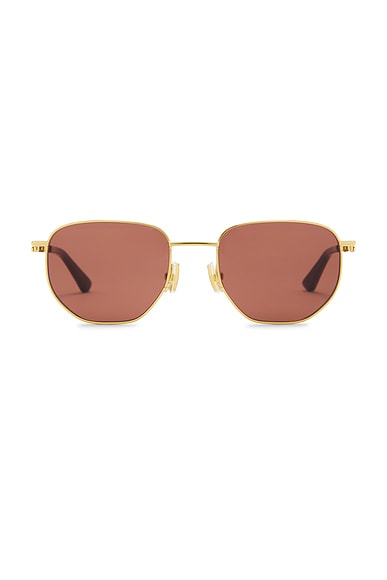 Bottega Veneta Split Sunglasses in Gold & Brown
