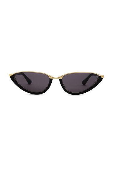 Bottega Veneta Cat Eye Sunglasses in Black & Grey