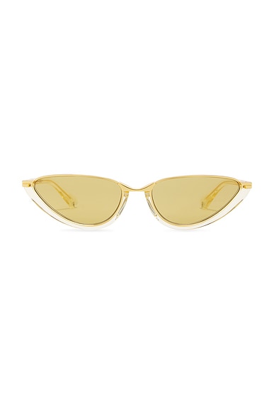 Bottega Veneta Cat Eye Sunglasses in Yellow & Brown