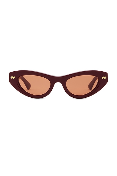 Bottega Veneta Bold Ribbon Stud Sunglasses in Burgundy & Brown