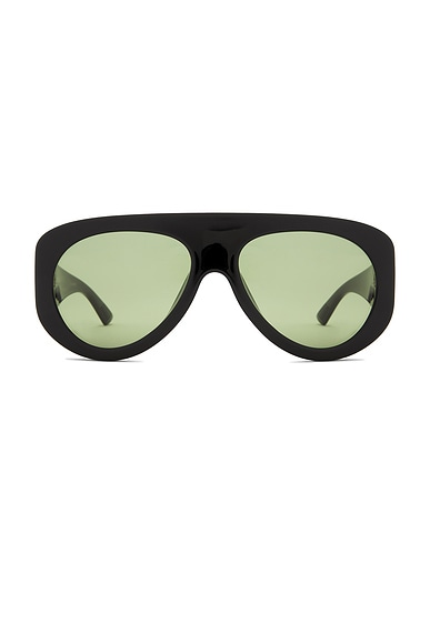 Bottega Veneta Oversized Sunglasses in Black & Green