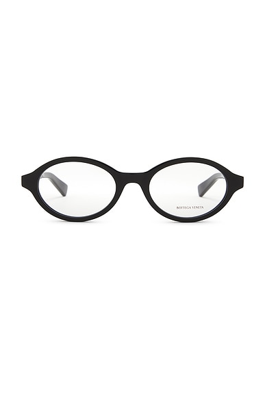 Bottega Veneta Oval Eyeglasses in Black & Transparent | FWRD