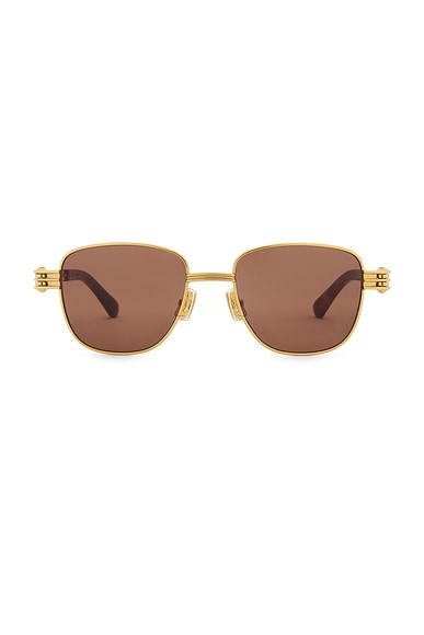 Bottega Veneta Bolt Sunglasses in Gold & Brown