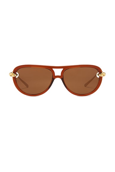Bottega Veneta Knot Sunglasses in Brown & Gold