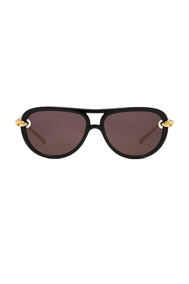 Bottega Veneta Knot Sunglasses in Black, Gold, & Grey