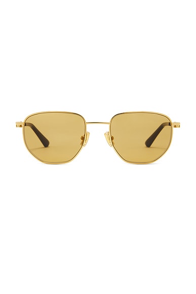 Bottega Veneta Round Sunglasses in Gold & Brown