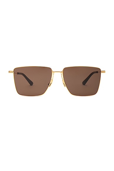 Bottega Veneta Thin Triangle Square Sunglasses in Gold