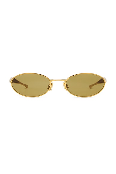 Bottega Veneta Oval Sunglasses in Gold & Green