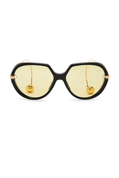 Bottega Veneta Drop Sunglasses in Black, Gold & Yellow