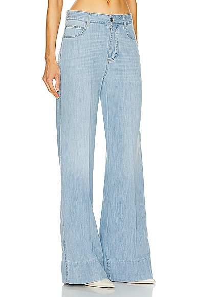 Bottega Veneta Light Bleached Wide Leg Denim In Light Bleach
