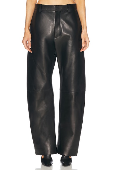 Bottega Veneta Leather Straight Leg in Black