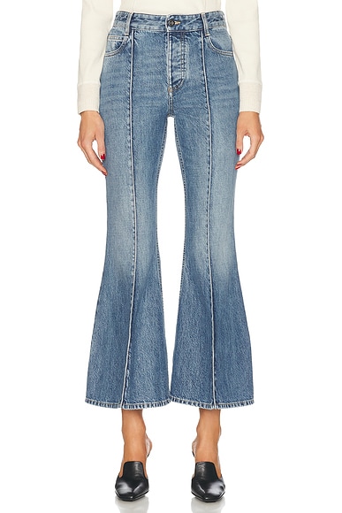 Bottega Veneta Cropped Kick Flare Leg in Mid Blue