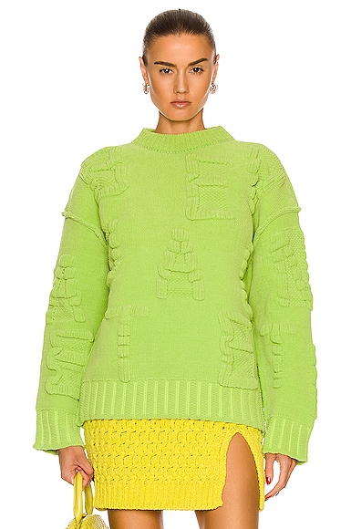 Bottega Veneta Alphabet Chenille Knit Sweater in Green