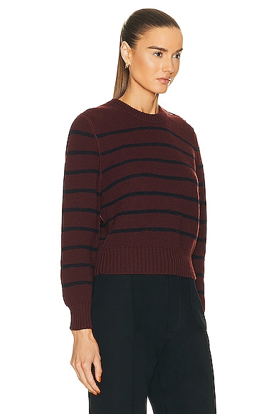 Shop Bottega Veneta Striped Rib Knit Sweater In Merlot & Midnight Blue