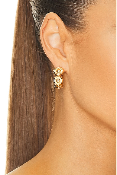 Bottega Veneta Textured Hoop In Yellow Gold