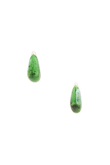 Shop Bottega Veneta Ceramic Drop Earrings In Apple Green & White