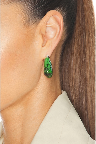 Shop Bottega Veneta Ceramic Drop Earrings In Apple Green & White