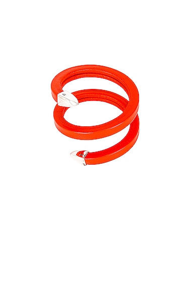 Bottega Veneta Leather Snake Bracelet in Orange