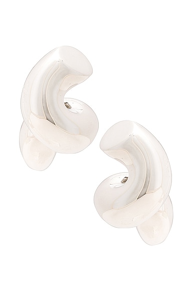 Bottega Veneta Large Corkscrew Earrings in Silver
