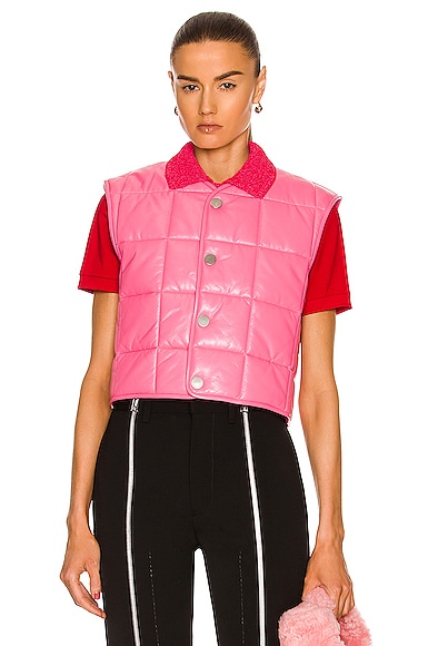 Bottega Veneta Shiny Leather Padded Vest in Pink
