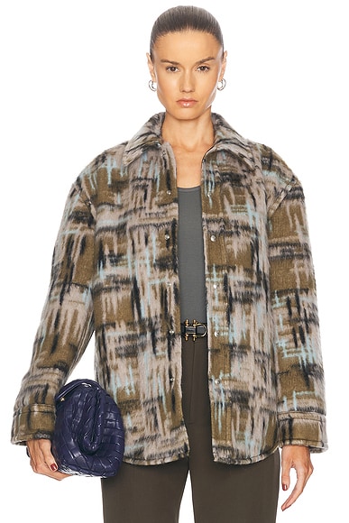 Bottega Veneta Shirt Jacket in Olive, Zenith, & Black