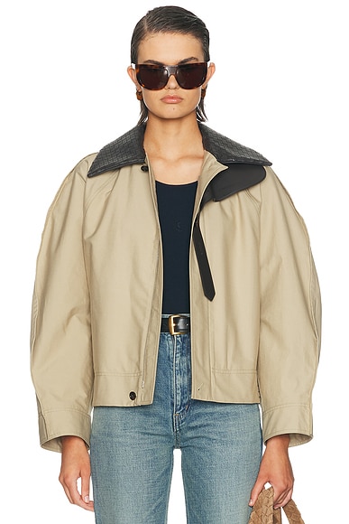 Bottega Veneta Leather Trim Jacket in Sahara