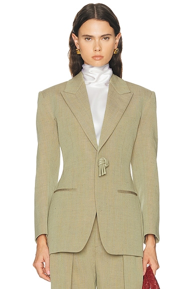 Bottega Veneta Tailored Jacket in Green & Lava Melange