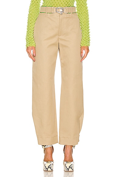 Dense Cotton Twill Belted Trouser