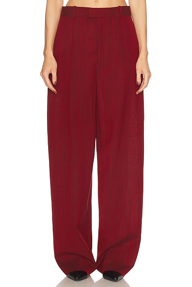 Flare Trouser in Red & Grey Melange