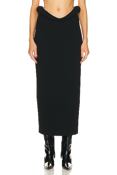 Shop Bottega Veneta Viscose Compact Frise Skirt In Black