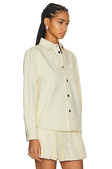 Bottega Veneta Long Sleeve Button Up Top In Banana