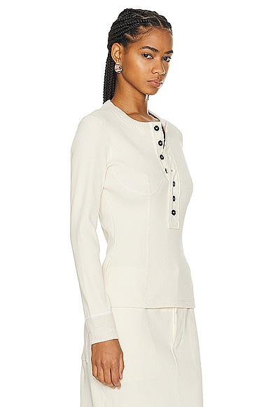 Shop Bottega Veneta Long Sleeve Top In Sea Salt