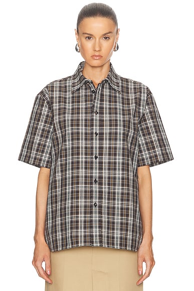 Burberry Short Sleeve Boxy Fit Top in Archive Beige Check | FWRD Burberry Short Sleeve Boxy Fit Top in Archive Beige Check | FWRD
