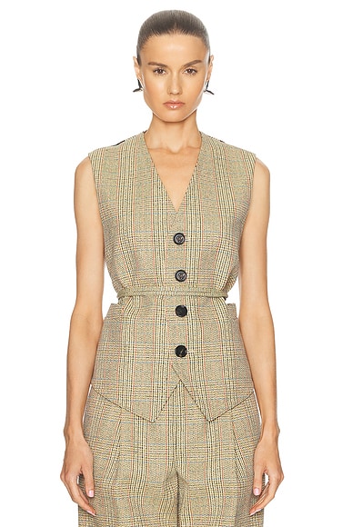 Bottega Veneta Tailored Vest in Beige, Yellow, & Blue