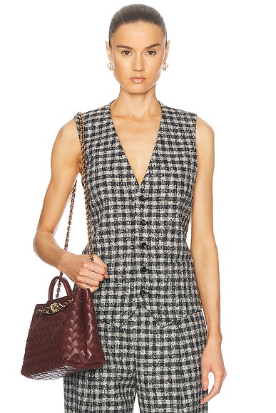 Bottega Veneta Wool Vest Top in Black, Pear, & Khaki