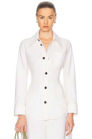 Bottega Veneta Button Up Top in Dove