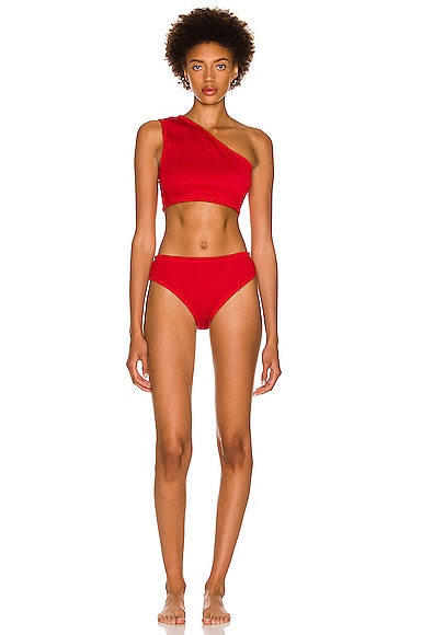 Bottega Veneta Nylon Crinkle Bikini Set in Scarlet