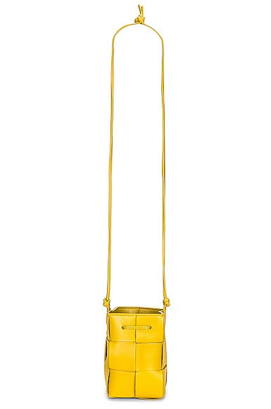 Bottega Veneta Mini Cross Body Bucket Bag in Mustard