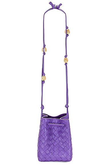 Bottega Veneta Small Cross Body Bucket Bag in Purple & Gold