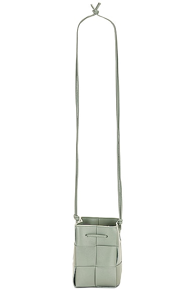 Bottega Veneta Mini Cassette Drawstring Bucket Bag 3403 New Sauge-Gold