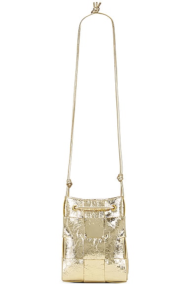 Bottega Veneta Small Bucket Crossbody Bag in Supermoon & Gold