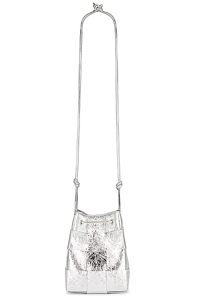 Bottega Veneta Small Bucket Crossbody Bag in Silver & Silver