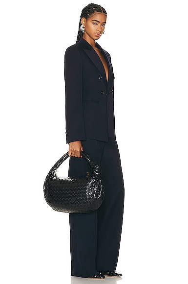 Bottega Veneta Jodie Intrecciato Leather Top Handle Bag In Black & Gold