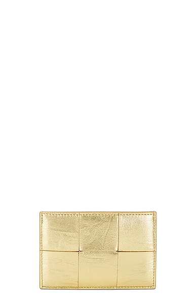 Bottega Veneta Cassette Card Holder in Gold