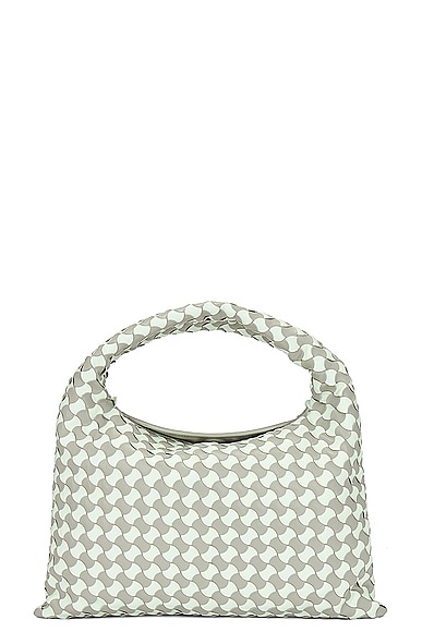 Bottega Veneta Tiled Shoulder Bag in Agate Grey & Brass